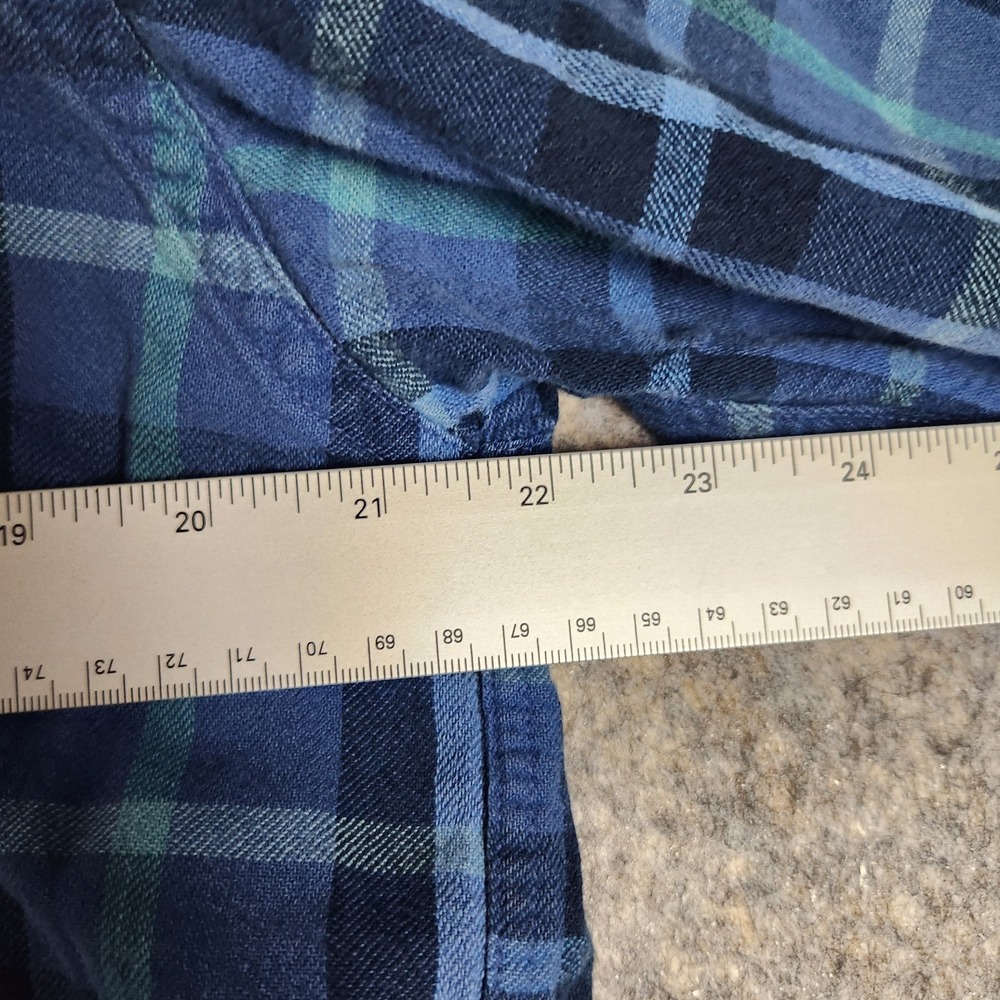 LL Bean VTG 90s Flannel Shirt Men M Blue Scotch Plaid Button Up Long Sleeve - Picture 5 of 6